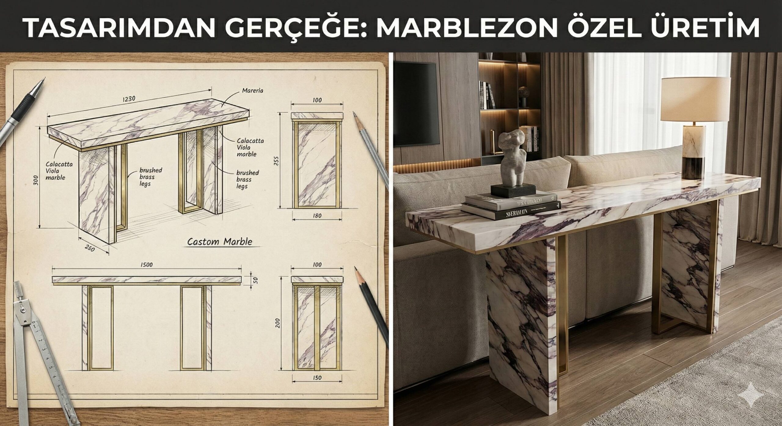 Kişiye Özel Lüks Hayalinizdeki Mermer Ürünü Marblezon Custom Tasarım Süreciyle Yaratın